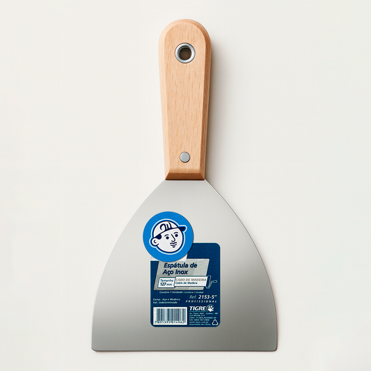 Espátula de Aço Inox • Cabo de Madeira • Ref. 2153-5″ • TIGRE
